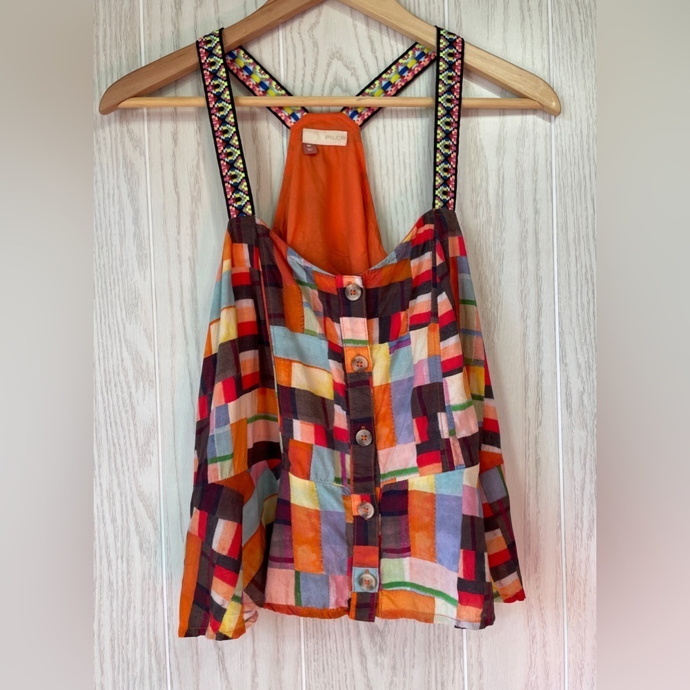 Anthropologie Pilcro Abstract Peplum Tank Size MP